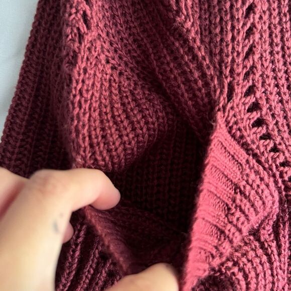 Juniors' SO® Oversized Open Front Cardigan Size XS Burgundy - Picture 3 of 11